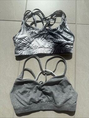 Gap Palm-Print & Old Navy Heathered Gray Strappy Sports Bras